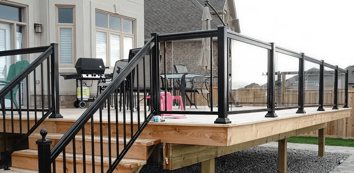 Handrail installation on a deck staircase for safety and code compliance in Irvine, CA