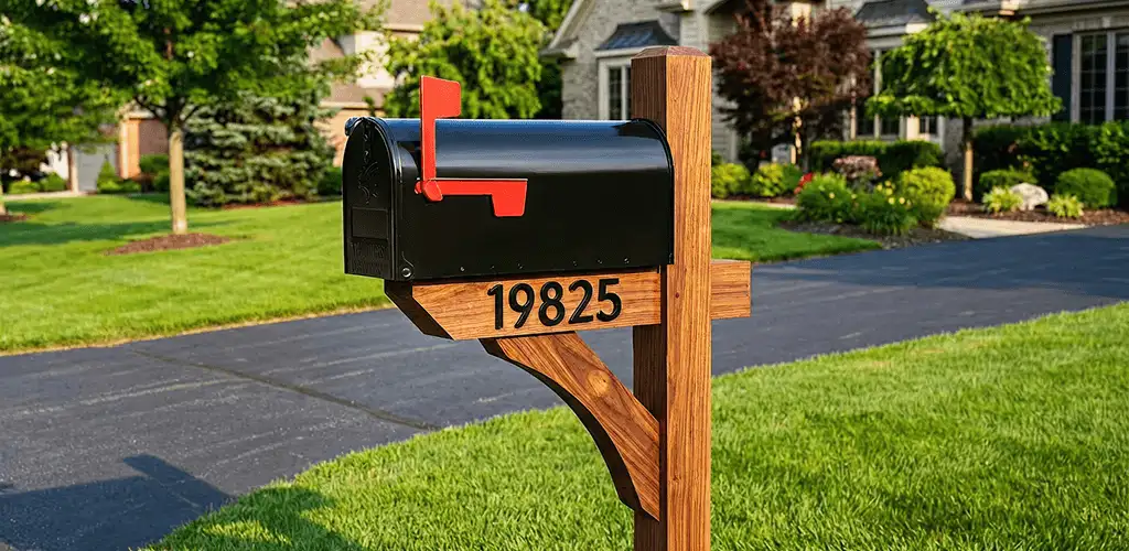 New mailbox installation with post and address number for a home in Irvine, CA