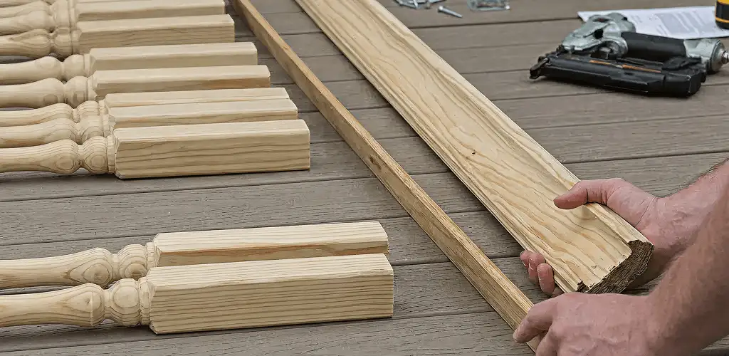 Handrail installation materials and wood components for stair rail work in Irvine, CA